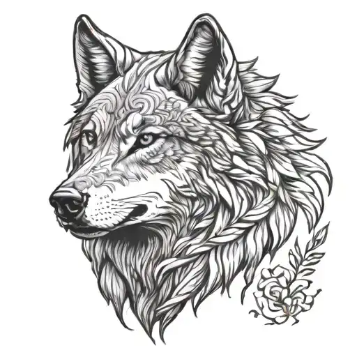 Wolf Line Drawing