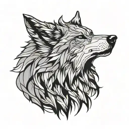 Simple Single Line Wolf Line Drawing