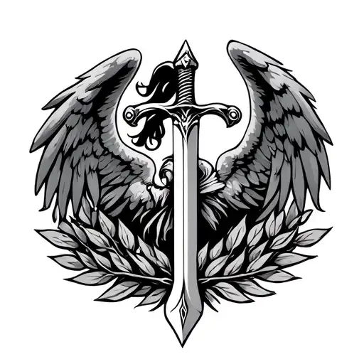 Victory Angel Sword Laurel Wreath