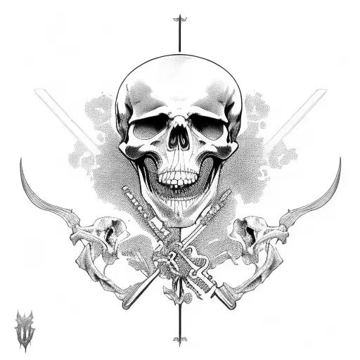 Intense And Haunting Skeletal Grim Reaper With Scythe And Hourglass