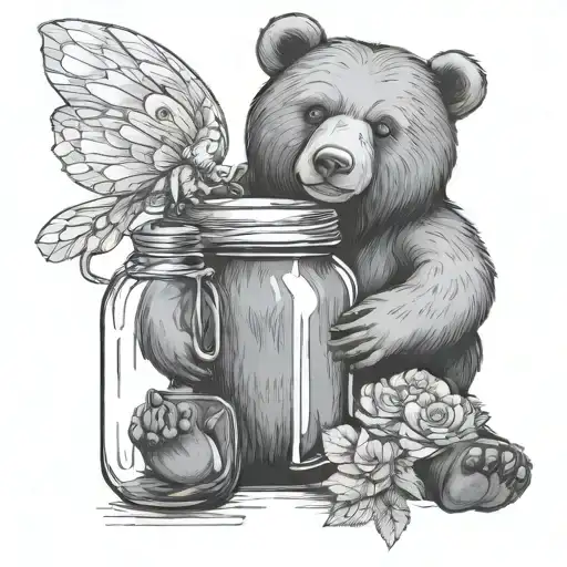 A Bear Holding A Jar With A Fairy Inside The Jar