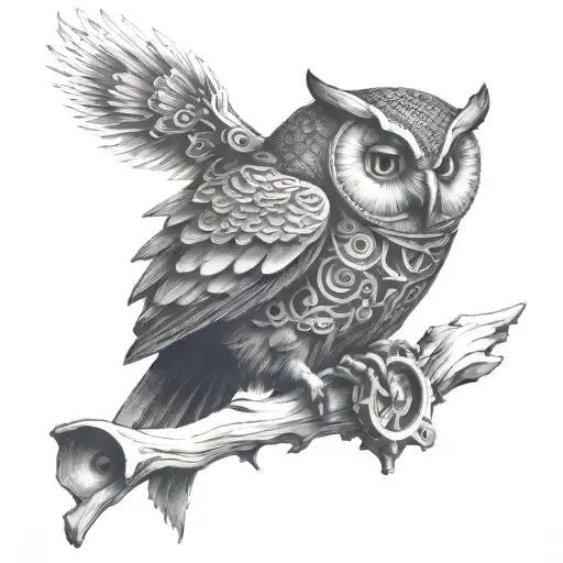Clockwork Owl Perched