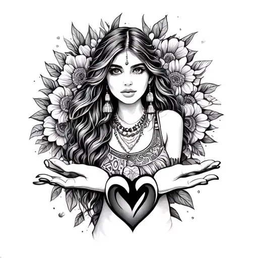 Hippie Girl Wearing Hippie Clothes Spreading Love