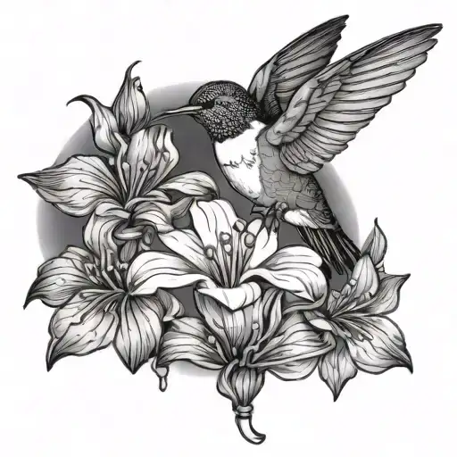 Humming Bird Singing Into Microphone Coming Out Of A Magnolia Flower With Music Notes