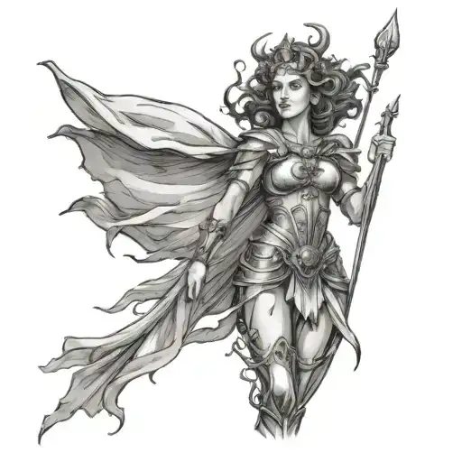 Goddess Diana As A Fierce Warrior
