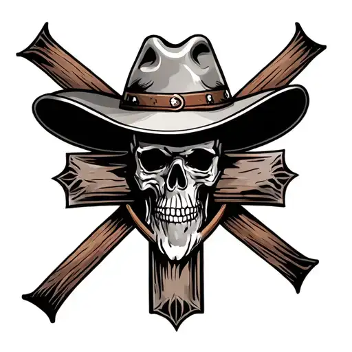 Rugged Cross Tattoo For Forearm With Cowboy Hat Realistic