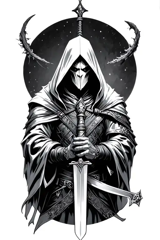 Azrael Arkham Night Holding His Sword