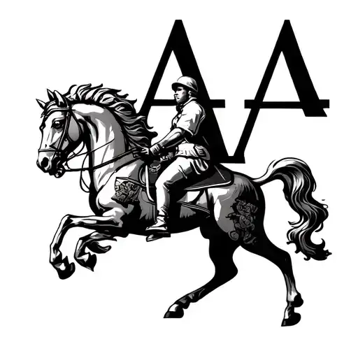 Make A Tattoo From The Dutch Lion With The Letter A In Sierwres Also Add A Dutch Horse And Rider