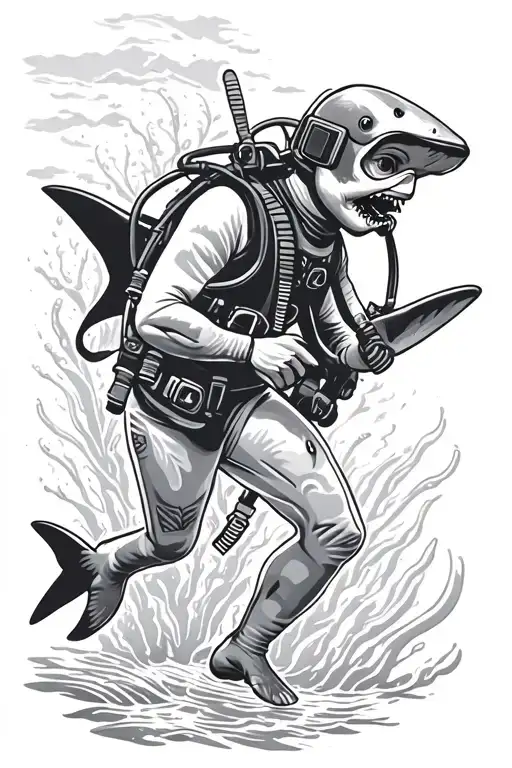 Scuba Diver With Shark