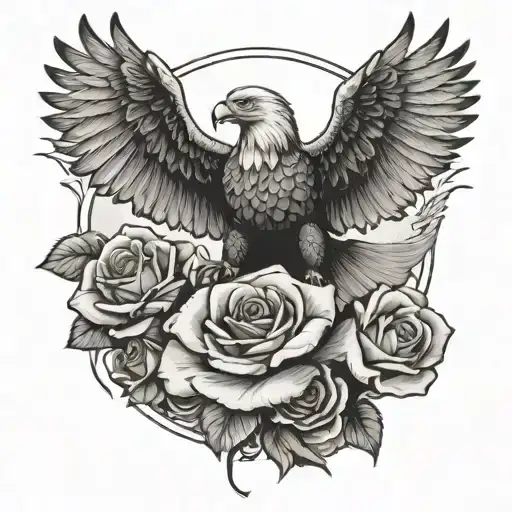 Rose And Eagle Flying