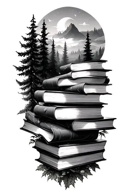 Books And Forest Scene
