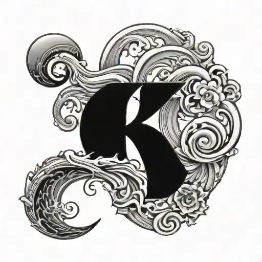 Sun Moon Wave Letter A Letter B Couple