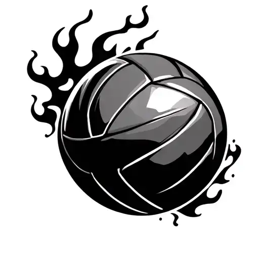 Volleyball Ball With Fire Flames