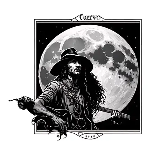 Cuervo And Behind A Bottom Moon