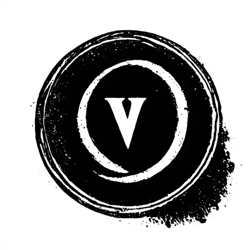 Letter V Stamp Circle