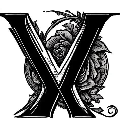 Letter V Stamp Circle Vintage