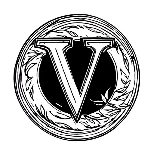 Letter V Stamp Circle Vintage