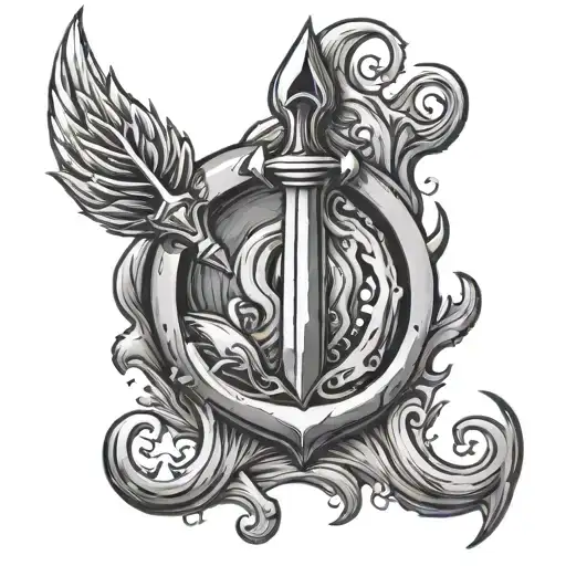 Trident Surrounded By Water