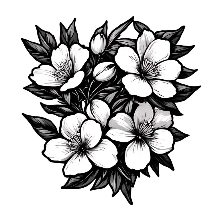 Olive Branch With Flowers Blooming