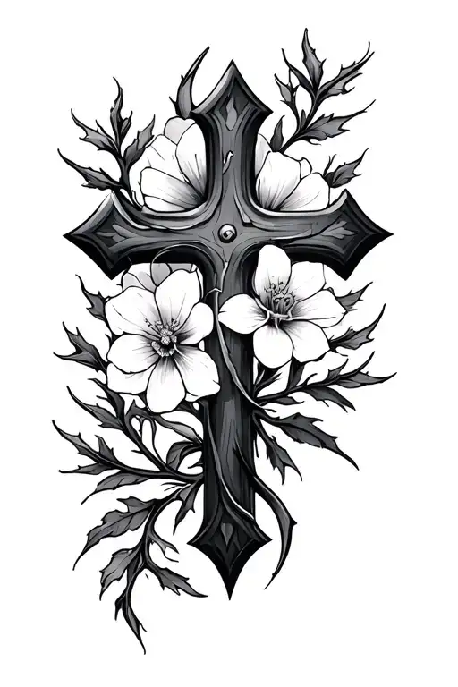 Thorn Floral Cross