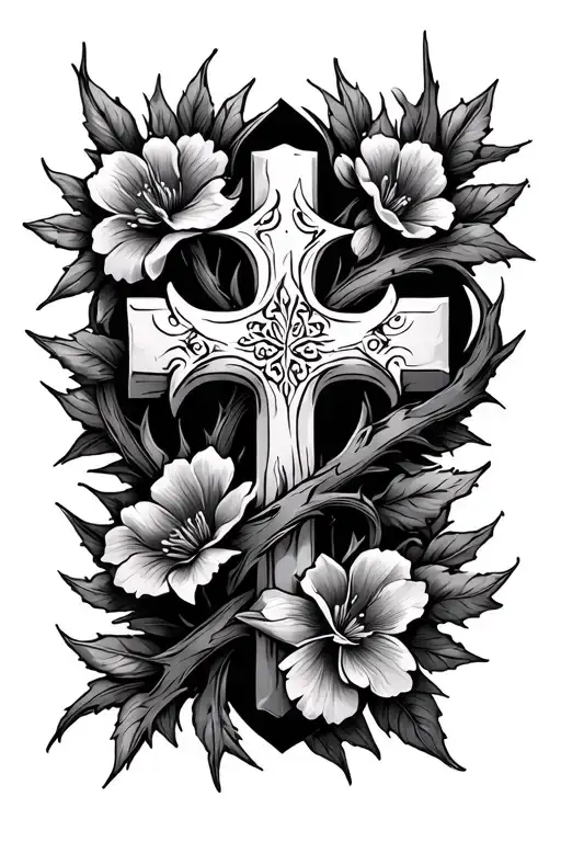 Thorn Floral Cross Wrapped
