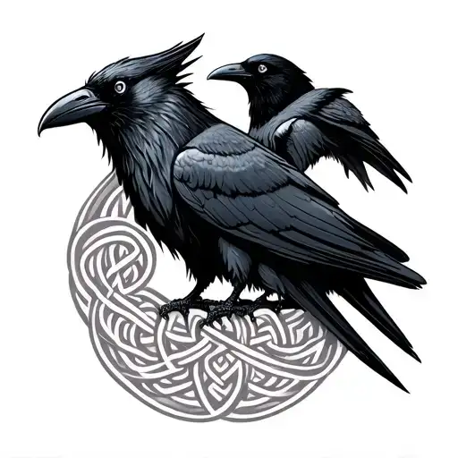 Hugin And Munin Raven With Celtic Knot
