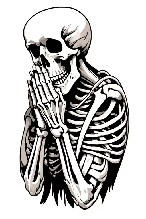 A Praying Skeleton On My Forearm Near My Elbow Length