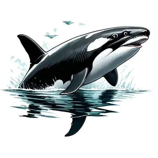 Orca Whale With Shark