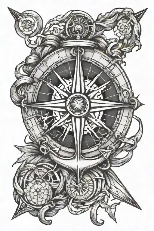 Anchor And Compass Intertwined