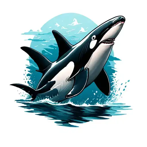 Orca Whale With Shark