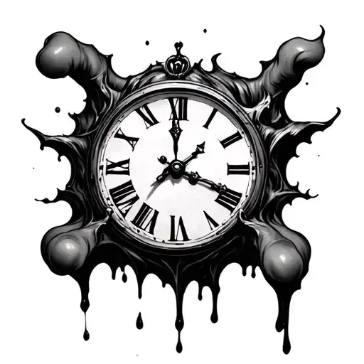 Time Melting Clock Through Fingers