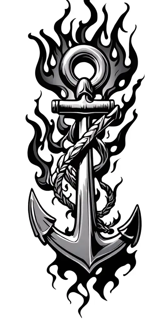 Burning Anchor With Flames