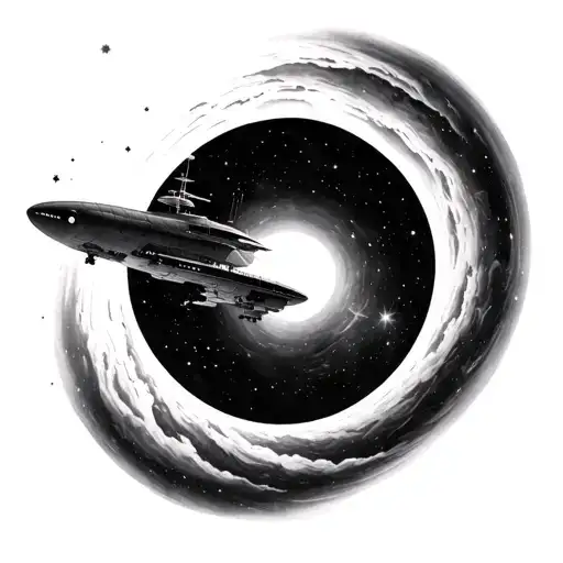 Interstellar Movie Tattoo Of A Black Hole With The Endurance Ship As The Circle