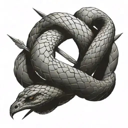 Snake Wrapped Around Arrow Roman Numerals