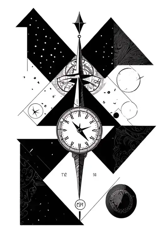 Compass And Clock Geometric Triangles And Circles Arrow