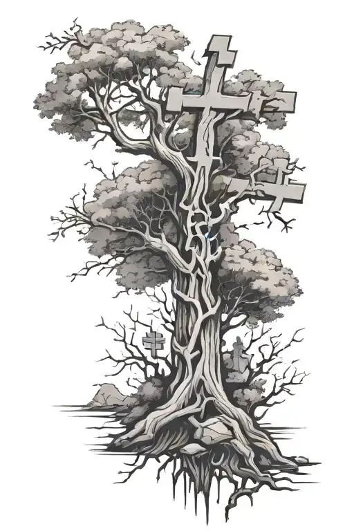 Tree & Crosses Vertically Shoulder