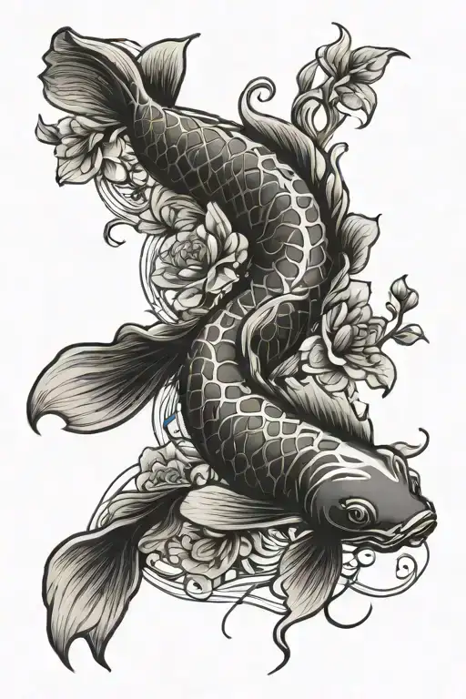 Japanese Koi Fish Floral Vine Sleeve