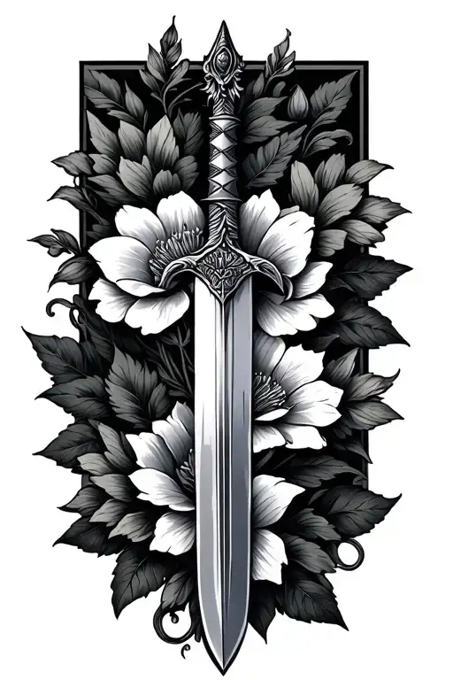 Sword And Flower Intertwined