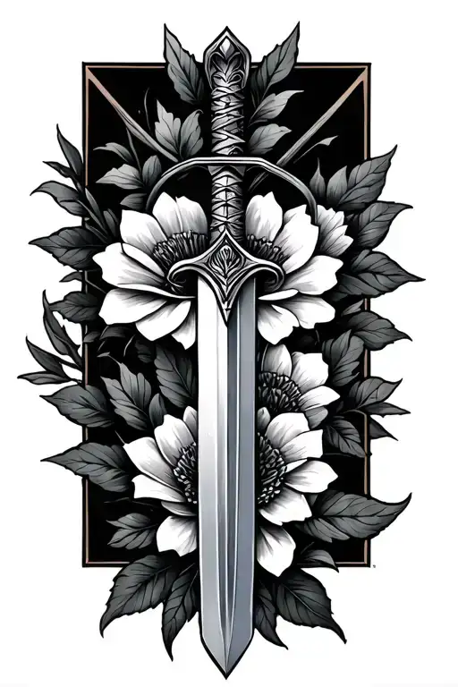 Sword And Flower Intertwined