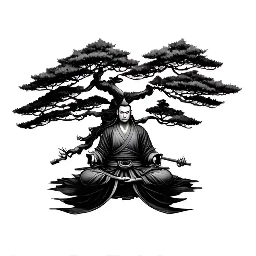 Samurai Warrior Meditation Bonsai Tree