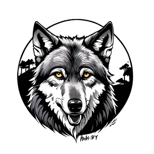 Content Wolf In Front Of A Full Moon