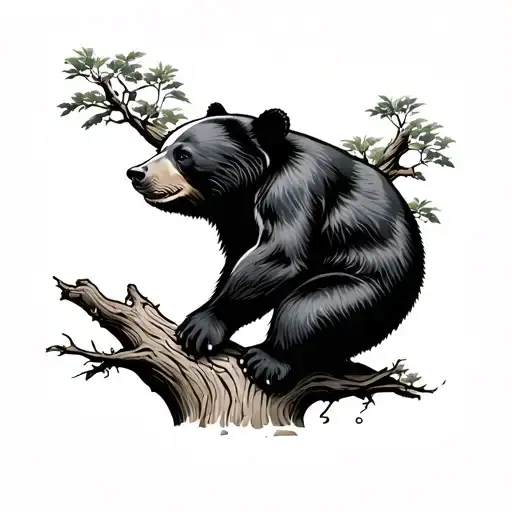 Sunbear Scratching It's Back On A Tree