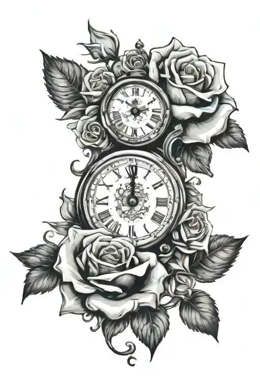 Clock And Roses