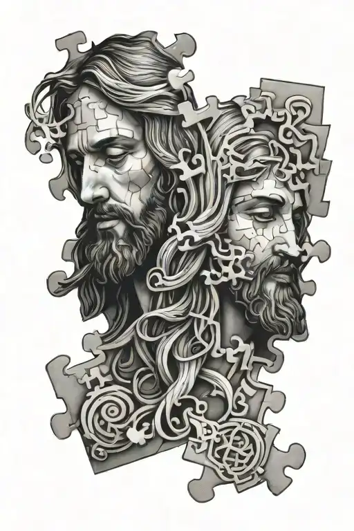 Puzzle Pieces With Jesus Christ