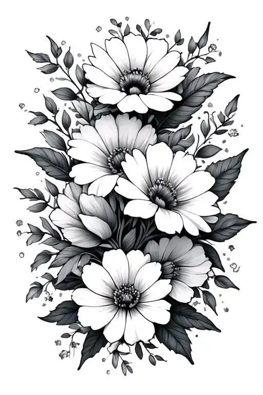 4 Birth Month Flowers Intertwined