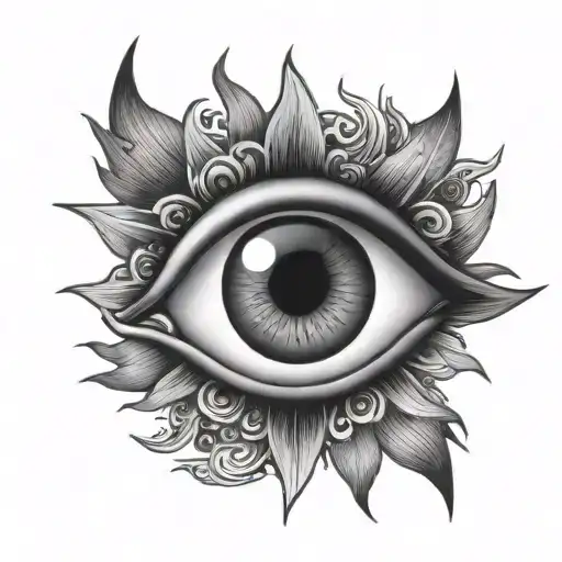 Eye And Sun Half Circle