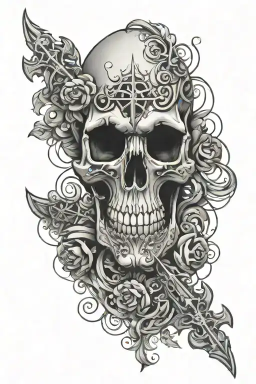 Skull Around Cross Sleeve