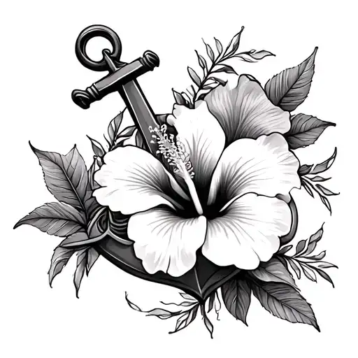 Hibiscus Flower Around Anchor