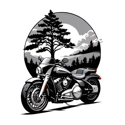 Harley Road Glide Oakland Tree Scenery