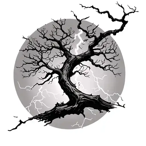 A Tree Branch That Is Being Struck By Lightning That Travels From The Top Of My Shoulder To My Elbow